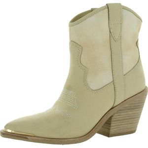 Dolce Vita Womens Nashe Ivory Leather Cowboy, Western Boots Shoes Used